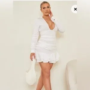 going out white dress Santiago Cut-Out Ruffle Maxi Dress White main image 1